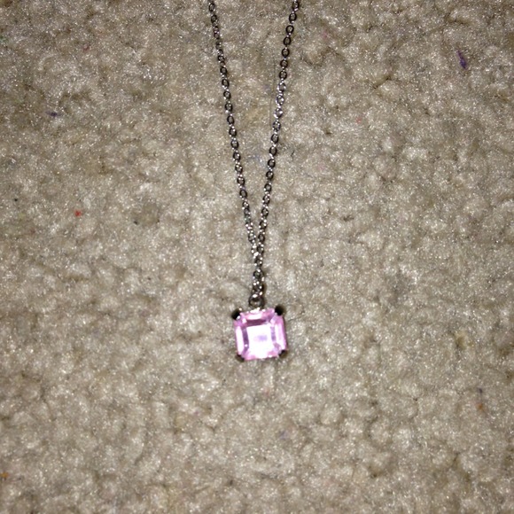 Long silver and pink necklace