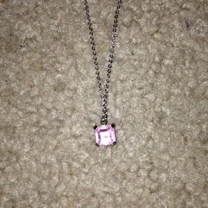 Long silver and pink necklace