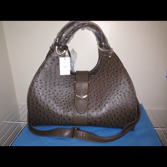 SOLD- Ostrich embossed handbag