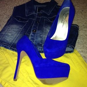 Blue violet suede heels