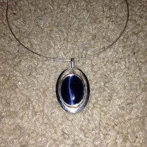 Dark sapphire silver necklace
