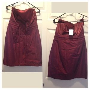 Burgundy glitter strapless dress!