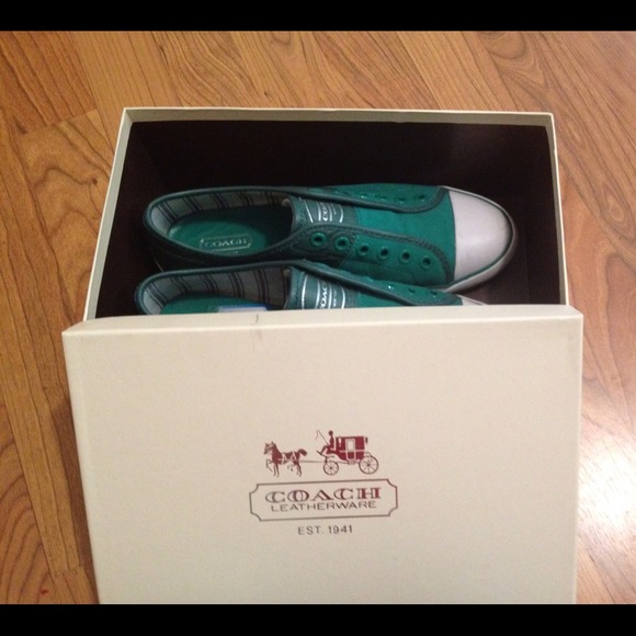 Green Coach slip on sneakers