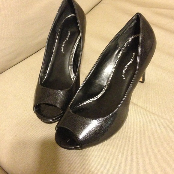 Bundle Black peep toe snake skin heels size 9