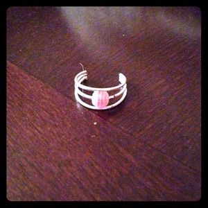 💗Silver with pink ball toe ring💗