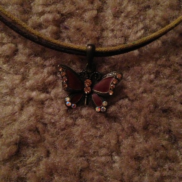Brown butterfly necklace