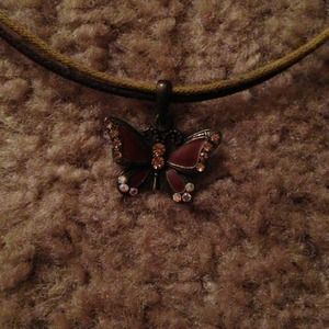 Brown butterfly necklace