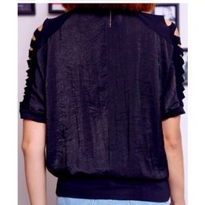 Tops - 🚫SOLD🚫Black Lapel Short Sleeve Batwing Shirt Tops - 🚫SOLD🚫Black Lapel Short Sleeve Batwing Shirt