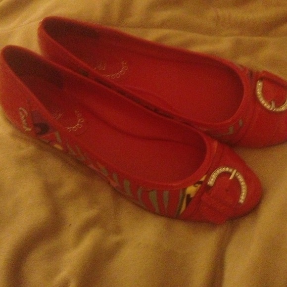 ❤HOLD❤Red Authentic Coach ballet flats.