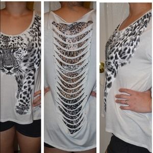 Cheetah High-low top with lace