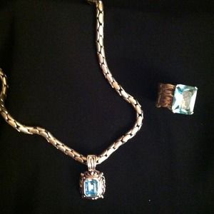 **Bundled**Aqua stone and sterling silver set