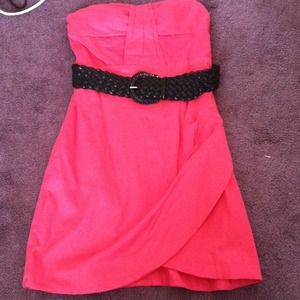 Pink dress with black belt