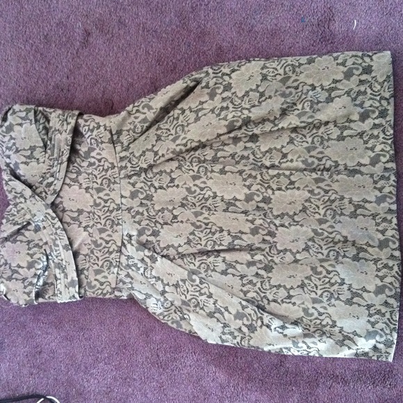 Tan and black lace dress