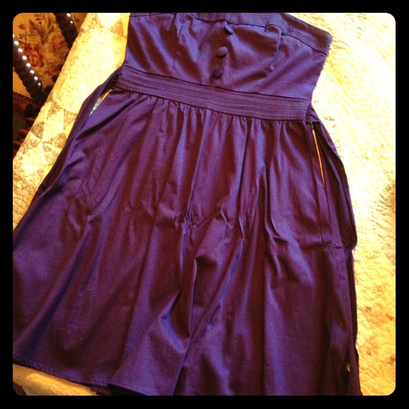 Purple strapless dress