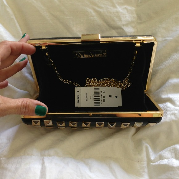 Black Leather Clutch with Gold Grommets🌟 - Picture 2 of 4