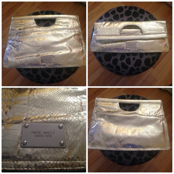 Nine West Gold Snake Skin clutch