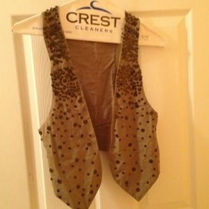 Olive green vest with sequins
