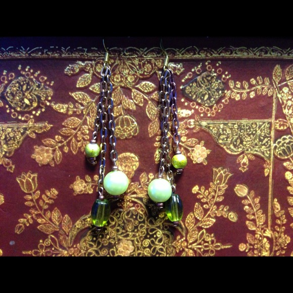 Green dangling earrings