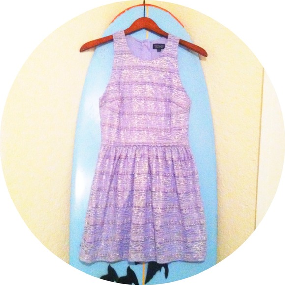 TopShop Party Dress Lilac w/ Metallic Lace Size 4