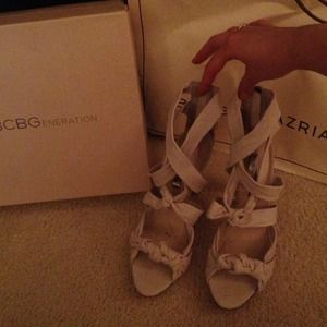 BUNDLED!!Real cream leather heels!!4 inches