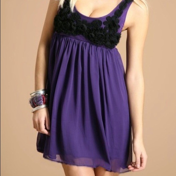 SALE!!!! Purple floral clusters bubble mini dress