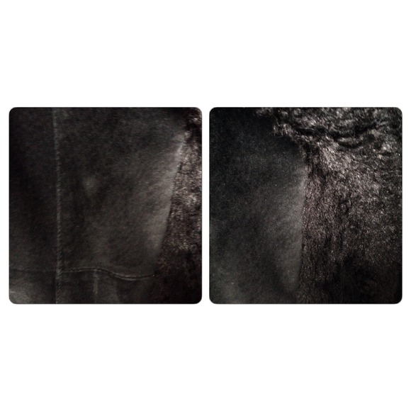 💙SALE💙Black Leather coat w/ fur trim - Picture 4 of 4