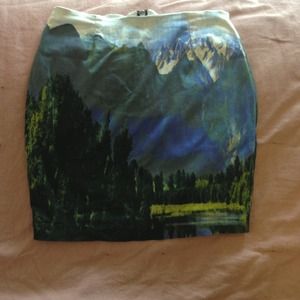 Motel mountain print miniskirt