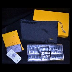 Fendi Zucca Printed Silver Clutch Wallet