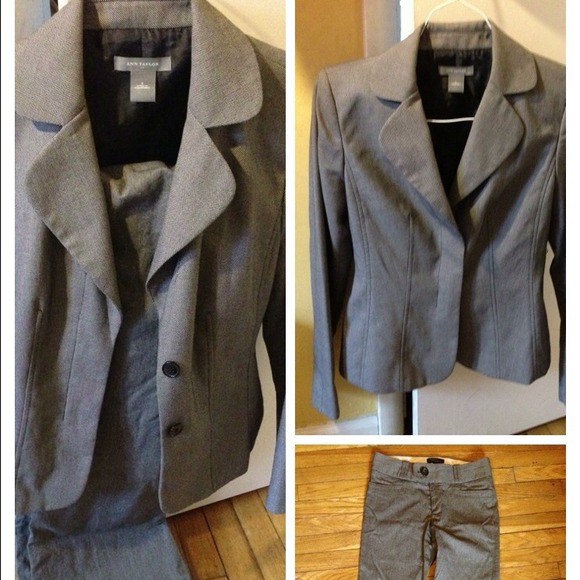 ANN TAYLR nice jacket. BANANA REPUBLIC pants.
