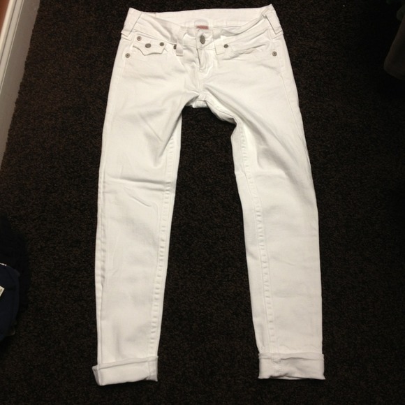 True Religion Julie Skinny White Jeans