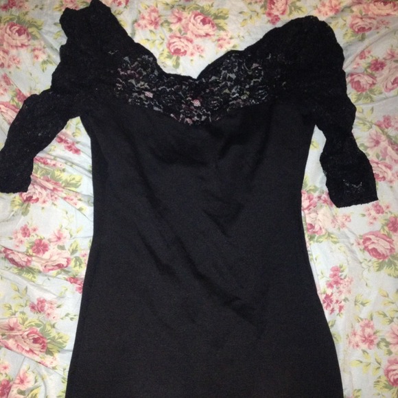 Black Forever21 Dress with Lace Sleeves