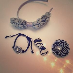 Random bracelet and hair accessories.