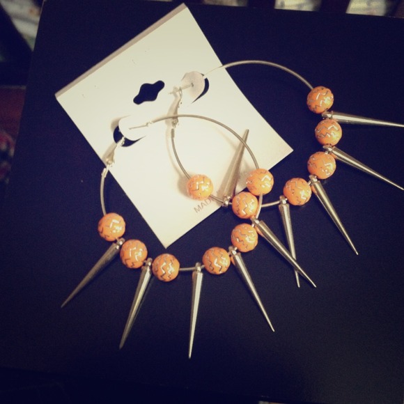 Peach and silver earrings