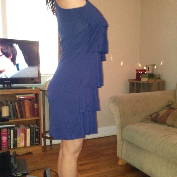 💰Sold💰Classy Navy Ruffle Dress - Picture 3 of 4