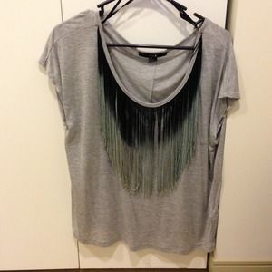 ⛔Sold⛔Forever 21 grey fringed tshirt!