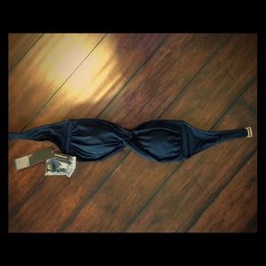 Black bandue style twist bathing suit top