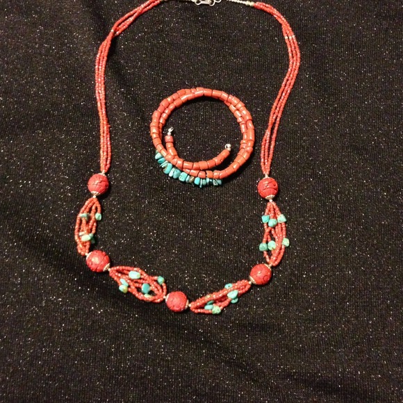 Sold! Turquoise wrap bracelet and necklace set
