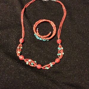 Sold! Turquoise wrap bracelet and necklace set