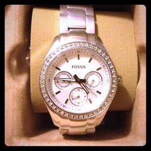 Fossil watch with crystals