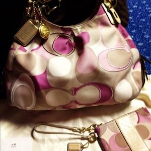 Authentic coach purse and matching wristlet.