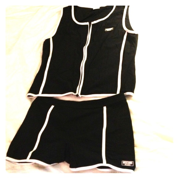 Black short set with white stripes