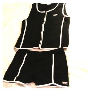 Black short set with white stripes