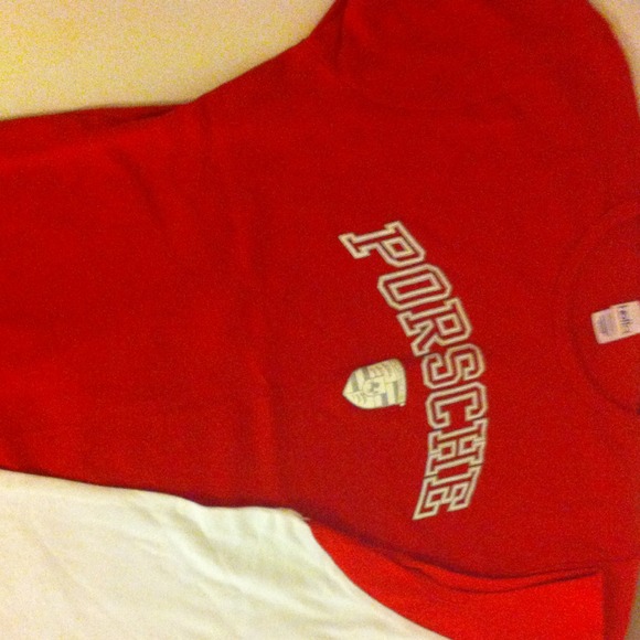 2 Porsche tshirts.Red is size M and white/red S.