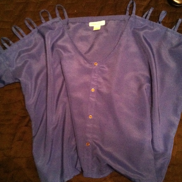 Dark blue cold shoulder top