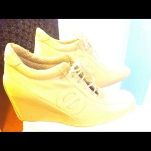 Worn them once. Full leather booties. Color Sand.