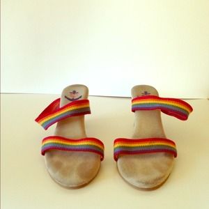 Jeffery Campbell rainbow strap wedge sandal