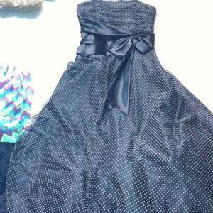 Polka dotted ball gown.