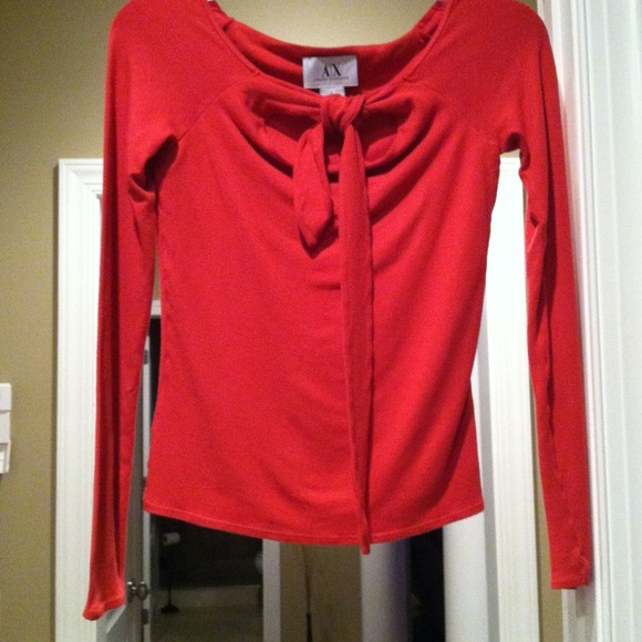 Armani exchange red long sleeve shirt