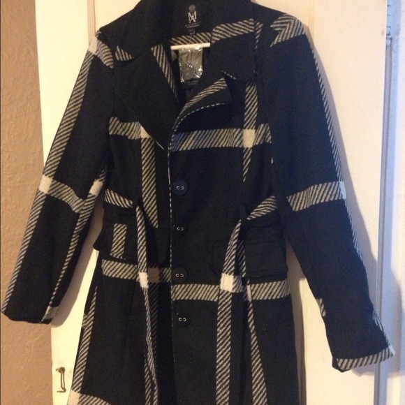 Striped pea coat with wrap tie