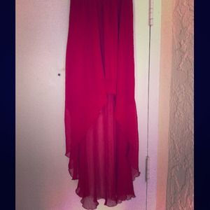 TRADED****Deep red high low skirt